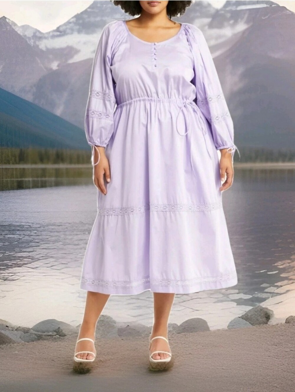 HARSHMAN: LOS ANGELES: $320: BELLE: DRESS: LILAC: SIZE: 3X: BRAND NEW